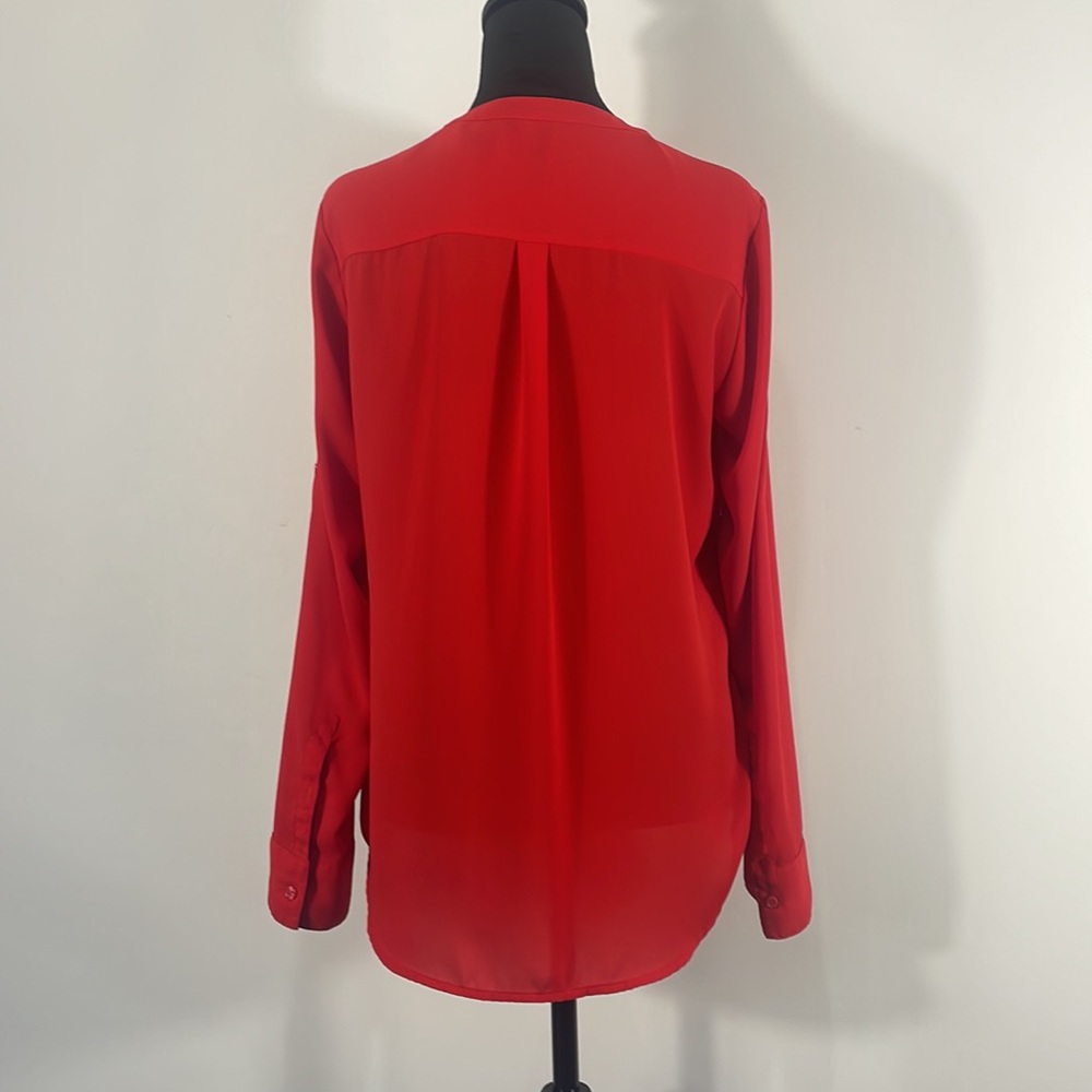 Express Red Gold front 1/4 Zipper,long Sleeve, 2 pockets, Popover top, Medium - Picture 3 of 10